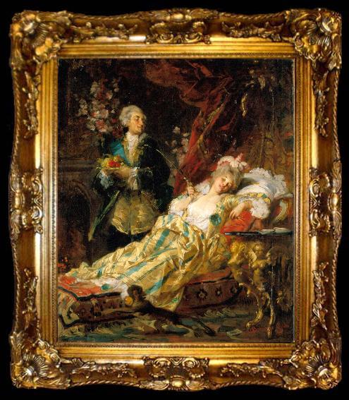 framed  Gyula Benczur Louis XV and Dubarry, ta009-2